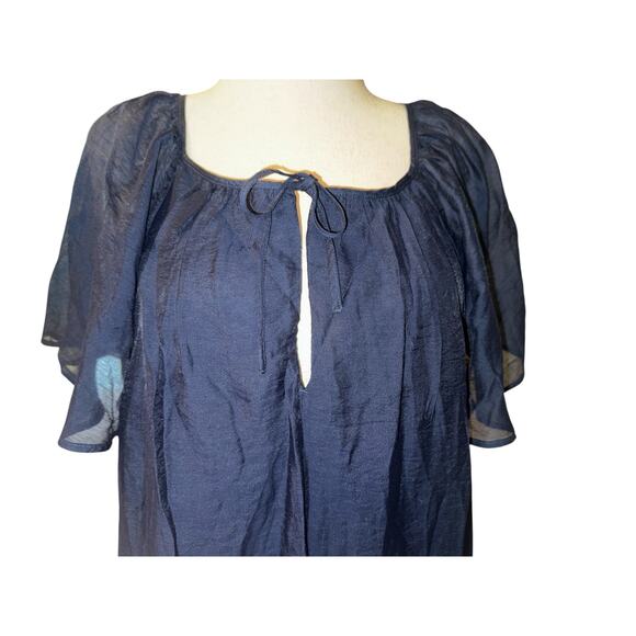 Abercrombie & Fitch navy tiered ruffle sleeve trapeze dress size LP - NWT - Picture 6 of 9